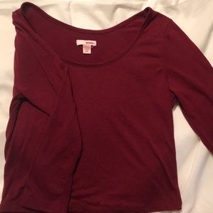 Maroon long sleeve crop
